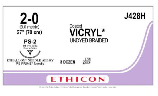 Vicryl suture package with Ethicon branding on a white background