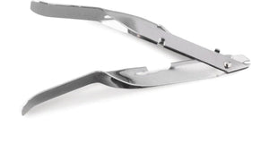 A stainless steel surgical stapler remover with a smooth finish and no visible branding.