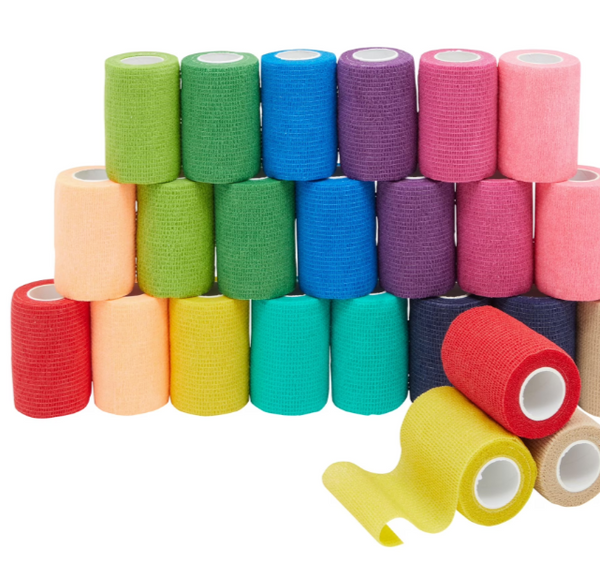 12 Rolls Colorful Self Adherent Bandage Wrap - Cohesive First Aid Tape
