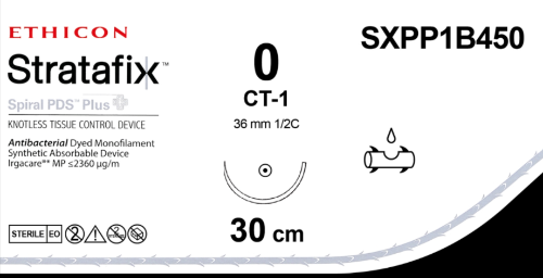 Ethicon Stratafix packaging with product details on a white background