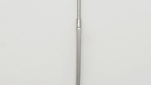 A stainless steel tracheostomy hook with a curved end and a straight handle.